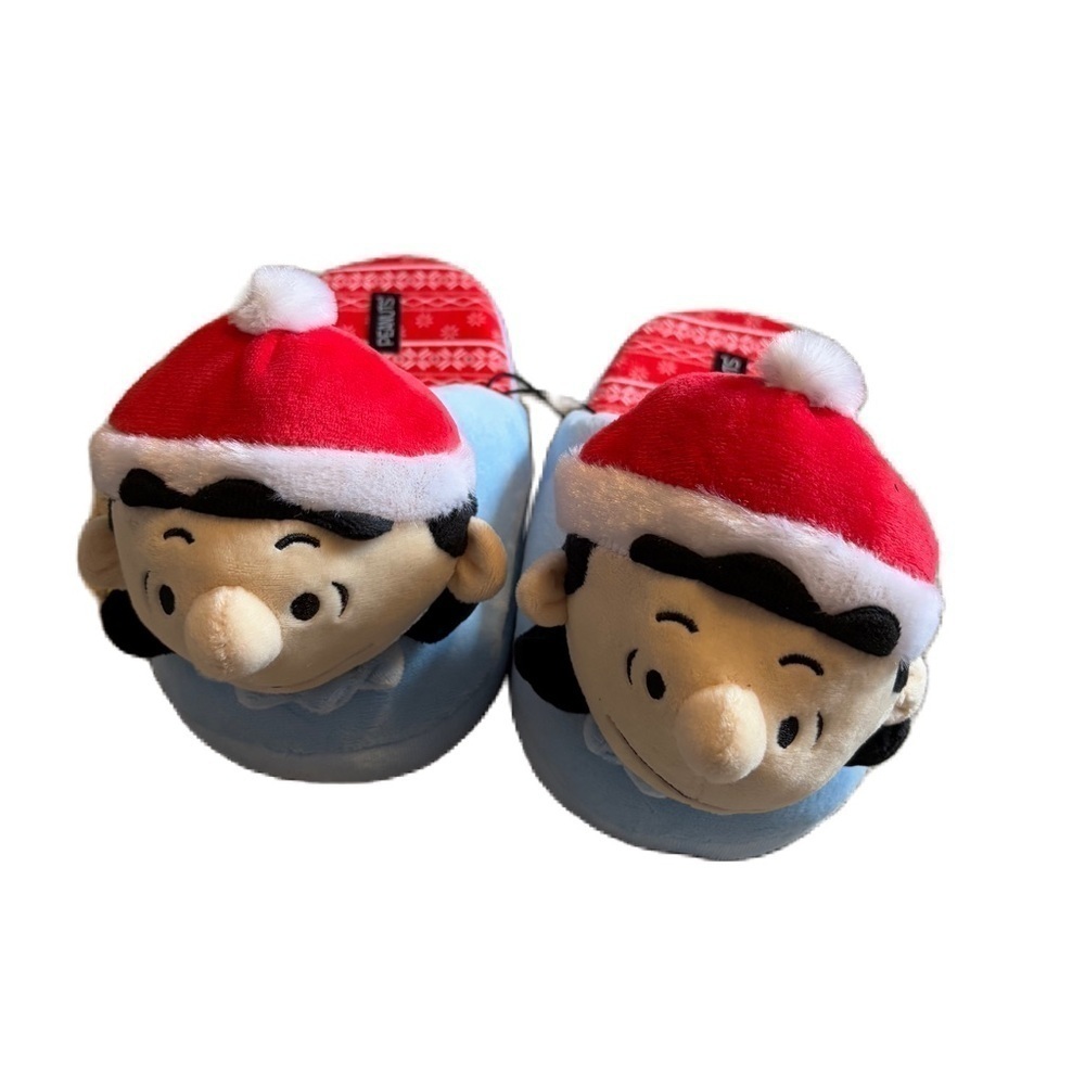 Peanuts Lucy Plush 3D Slippers Christmas Sz 9/10 Women’s Santa Hat Charlie Brown